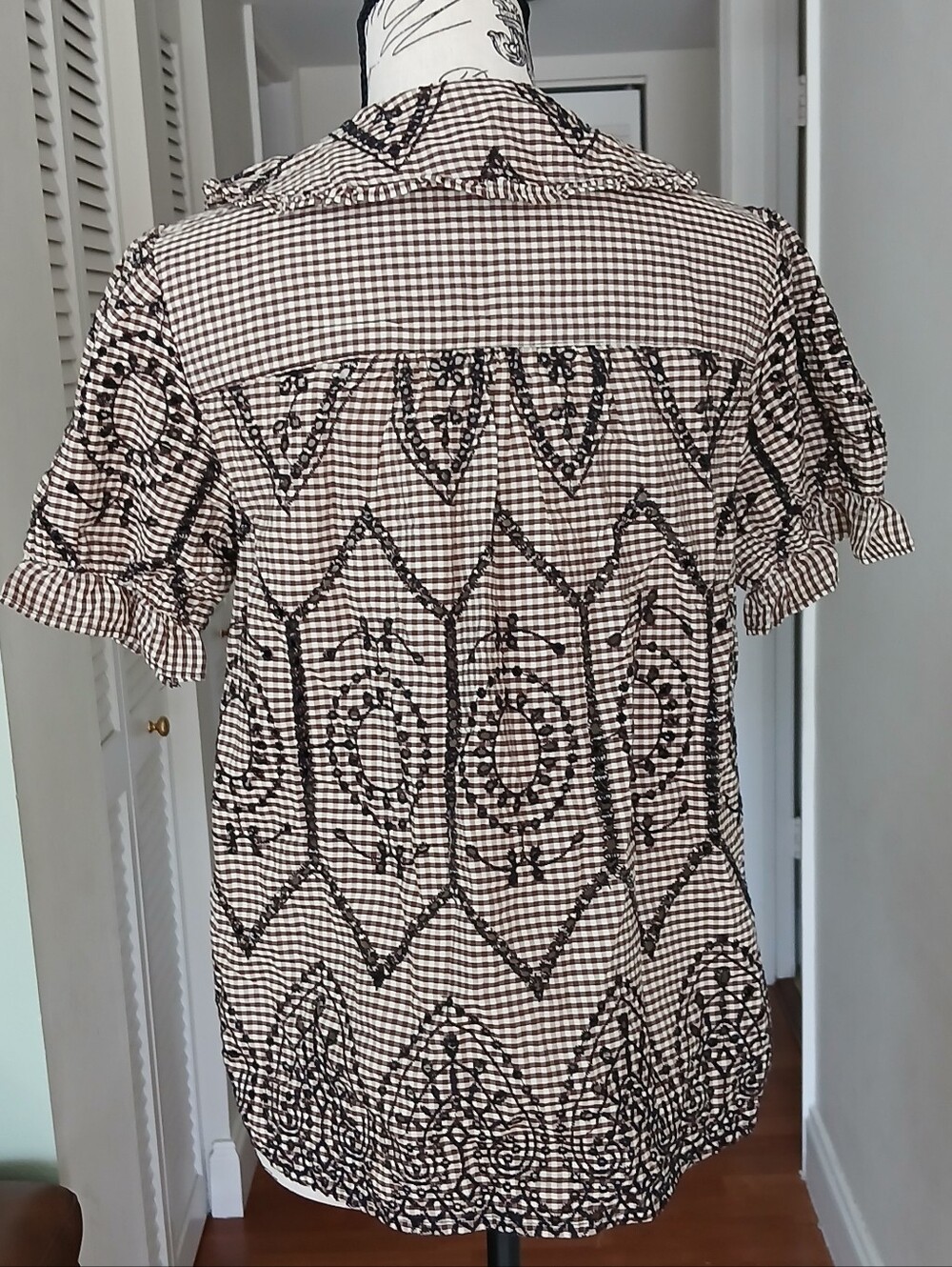 Anthropologie The Keira Gingham Blouse by Pilcro | - Picture 9 of 13